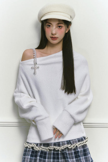 White Foaminck Slouch Sweater