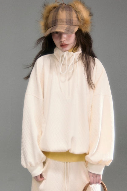 Moroccan Quilted Texture Sweatshirt Skirt Set-Up