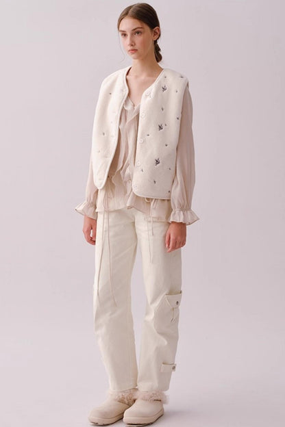 Lyocell Ruffled V-Neck Shirt