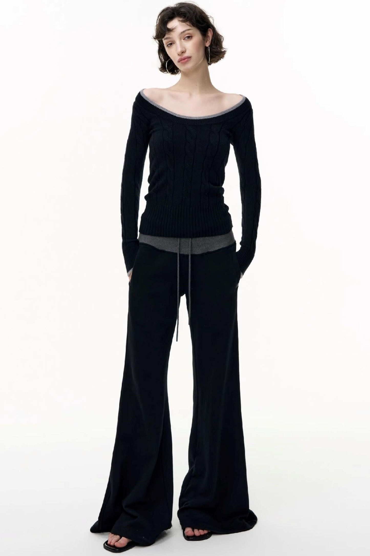 Flared Cotton Wide-Waisted Sweatpants