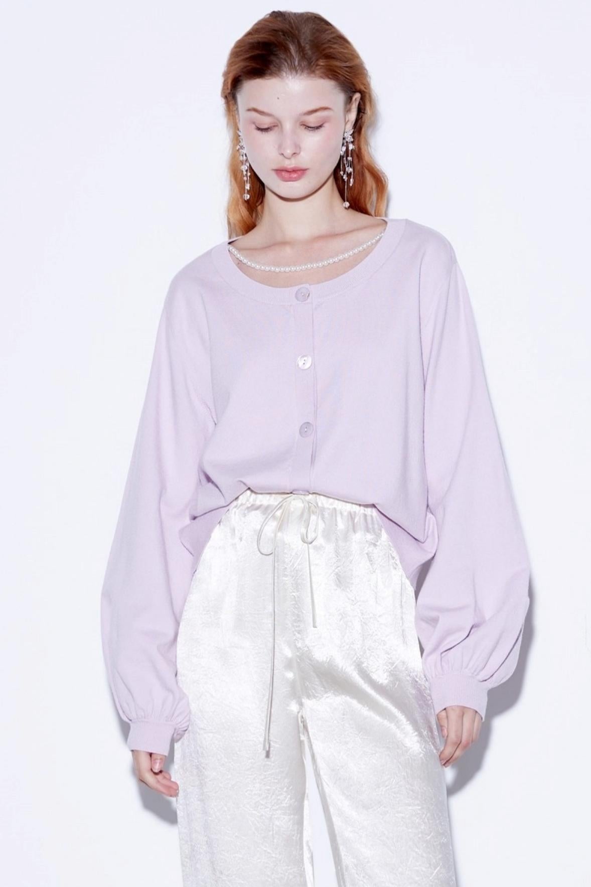 Custom Pearl Silk Cardigan