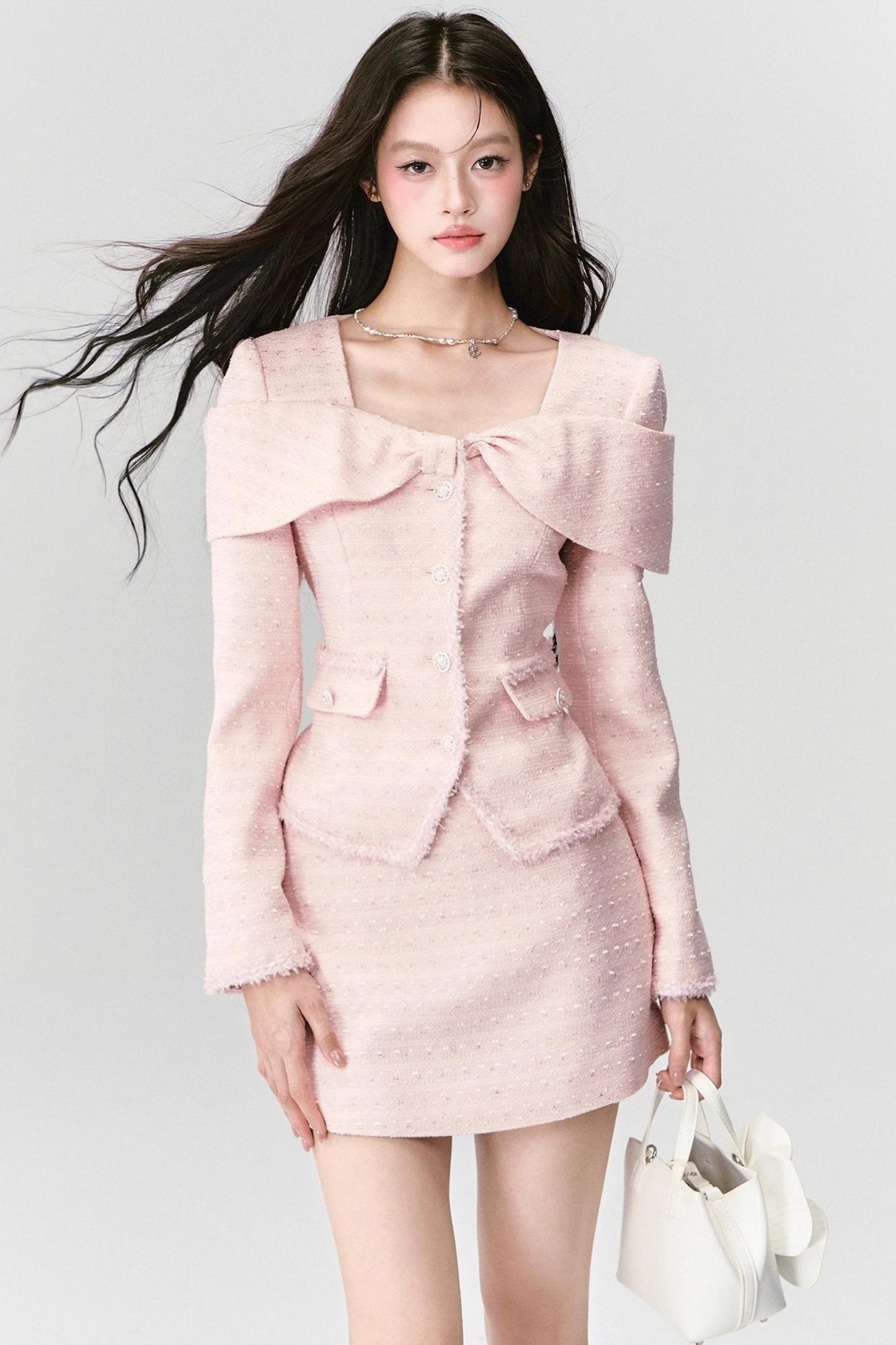 Pink French Tweed Skirt Set-Up