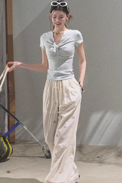 V-Neck Beaded T-Shirt