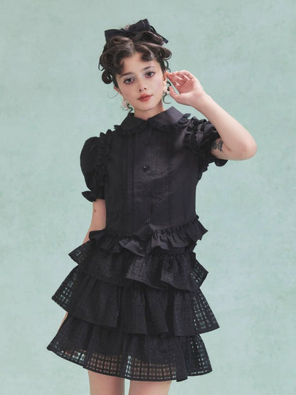 Bow Cake Half Skirt Puffy Dress