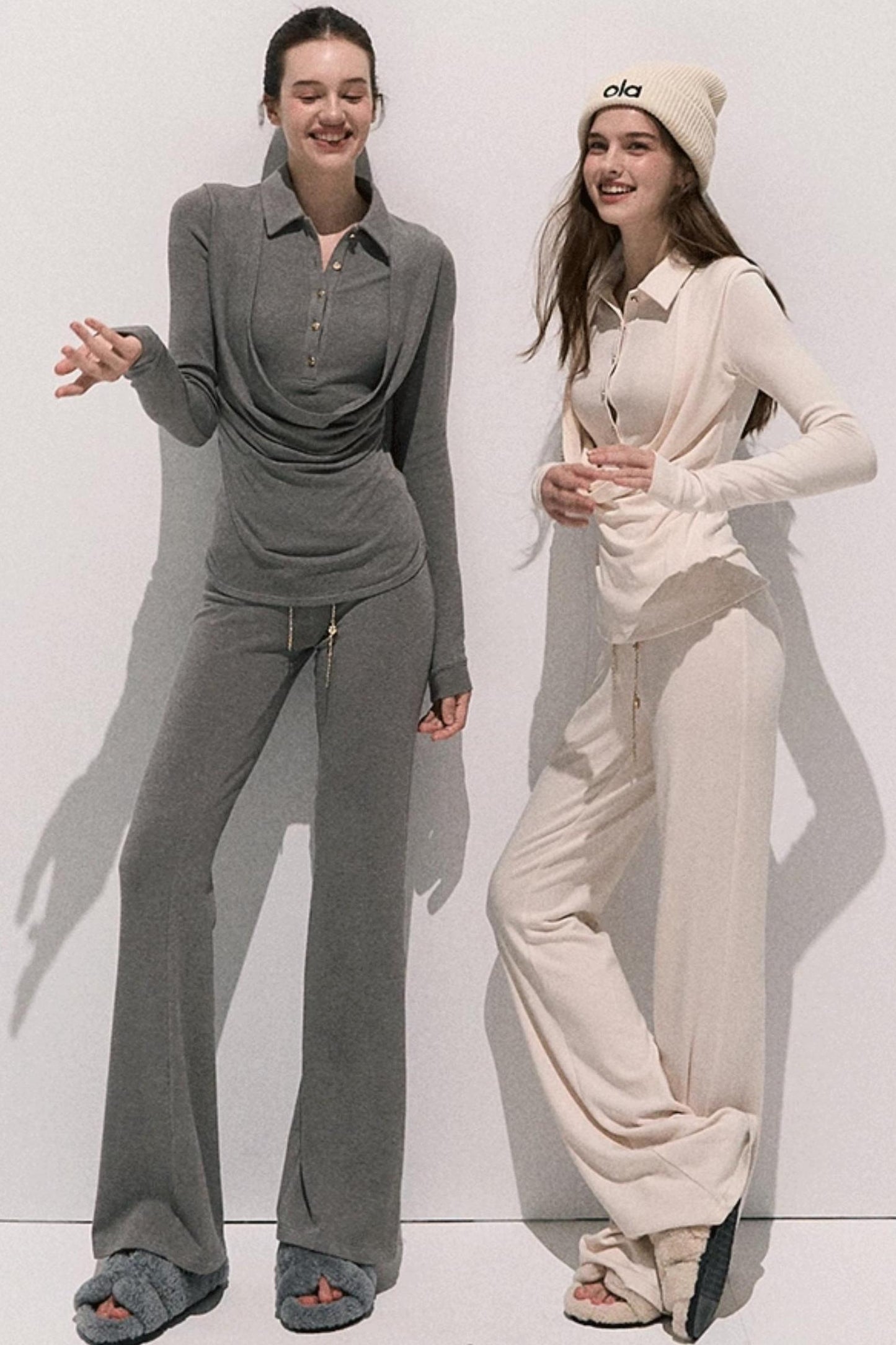 Soft Crew Neck Knitwear Bootcut Trouser Set-Up