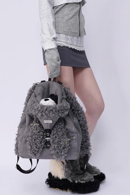 Cute Furry Rabbit Ears Backpack