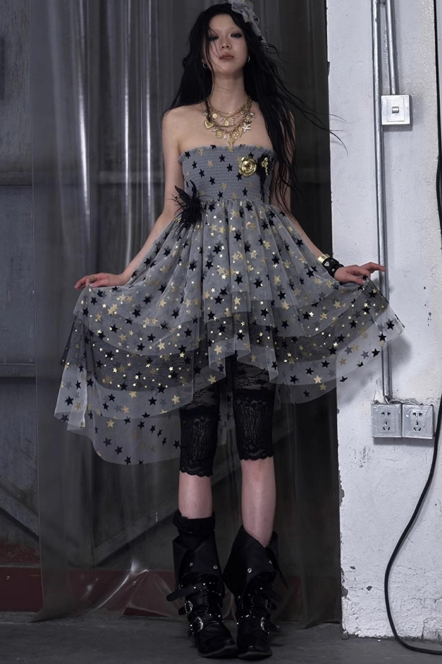 Dreamy Mesh Bustier Gown Dress