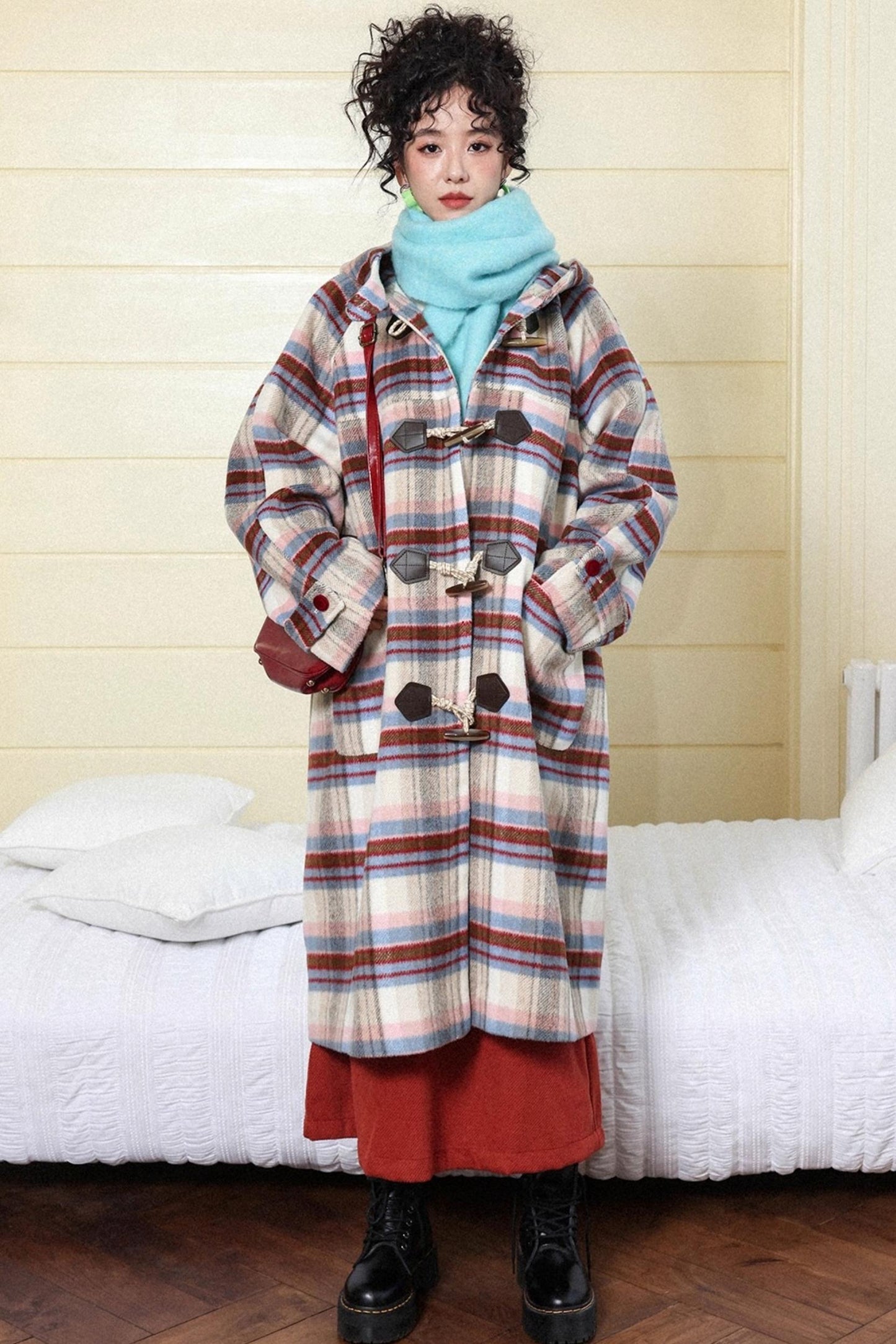 Velvet Dream Plaid Hooded Wool Jacket