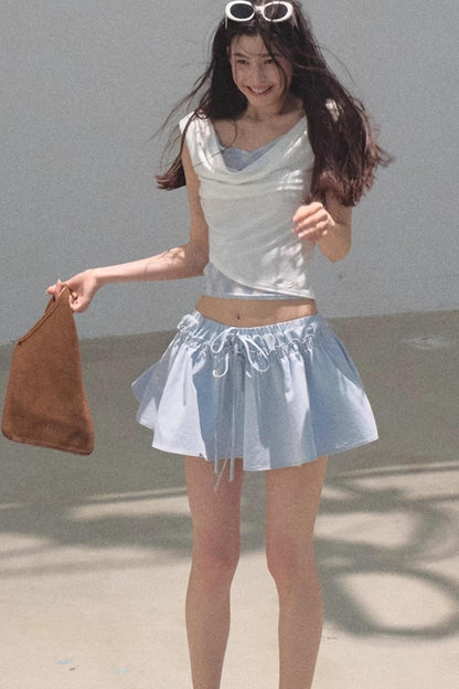 Embroidered Lyocell Puffy A-Line Skirt