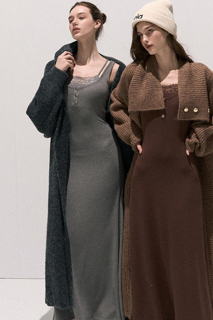 Basic Lace Knit Waist Dress