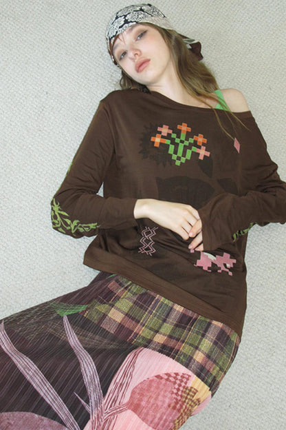 Vintage Mosaic Slanted Shoulder T-Shirt