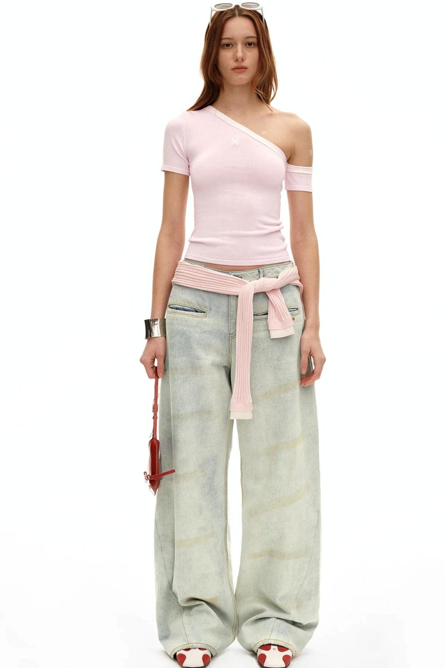 Asymmetrical Ice Linen Top