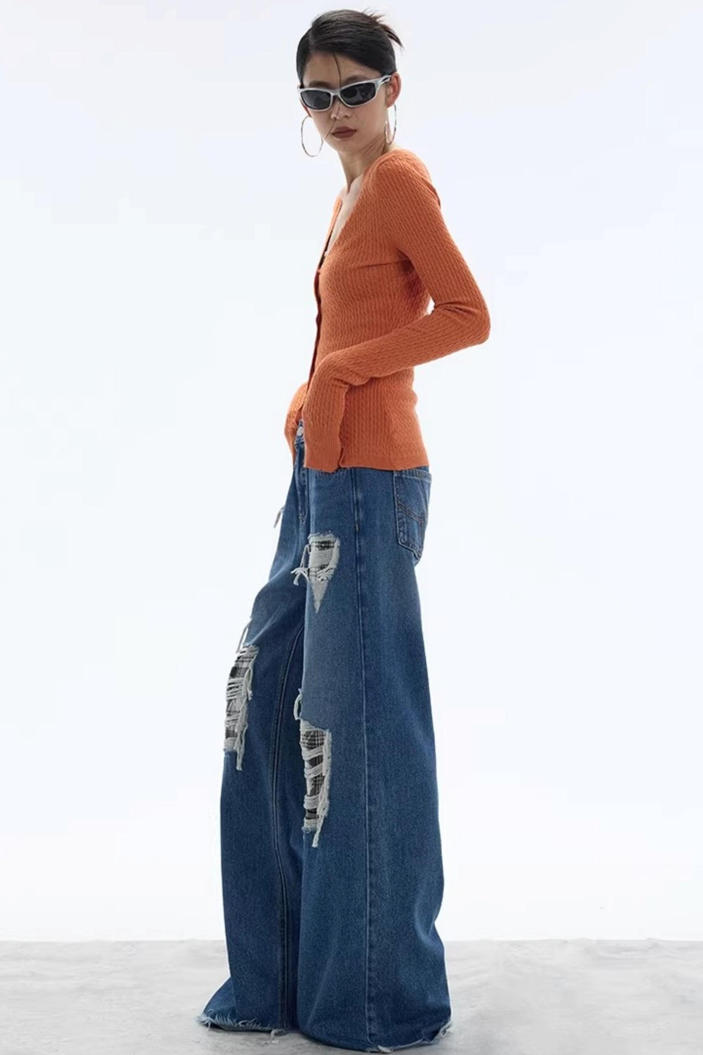 Vintage Sunset Orange Knit Cardigan