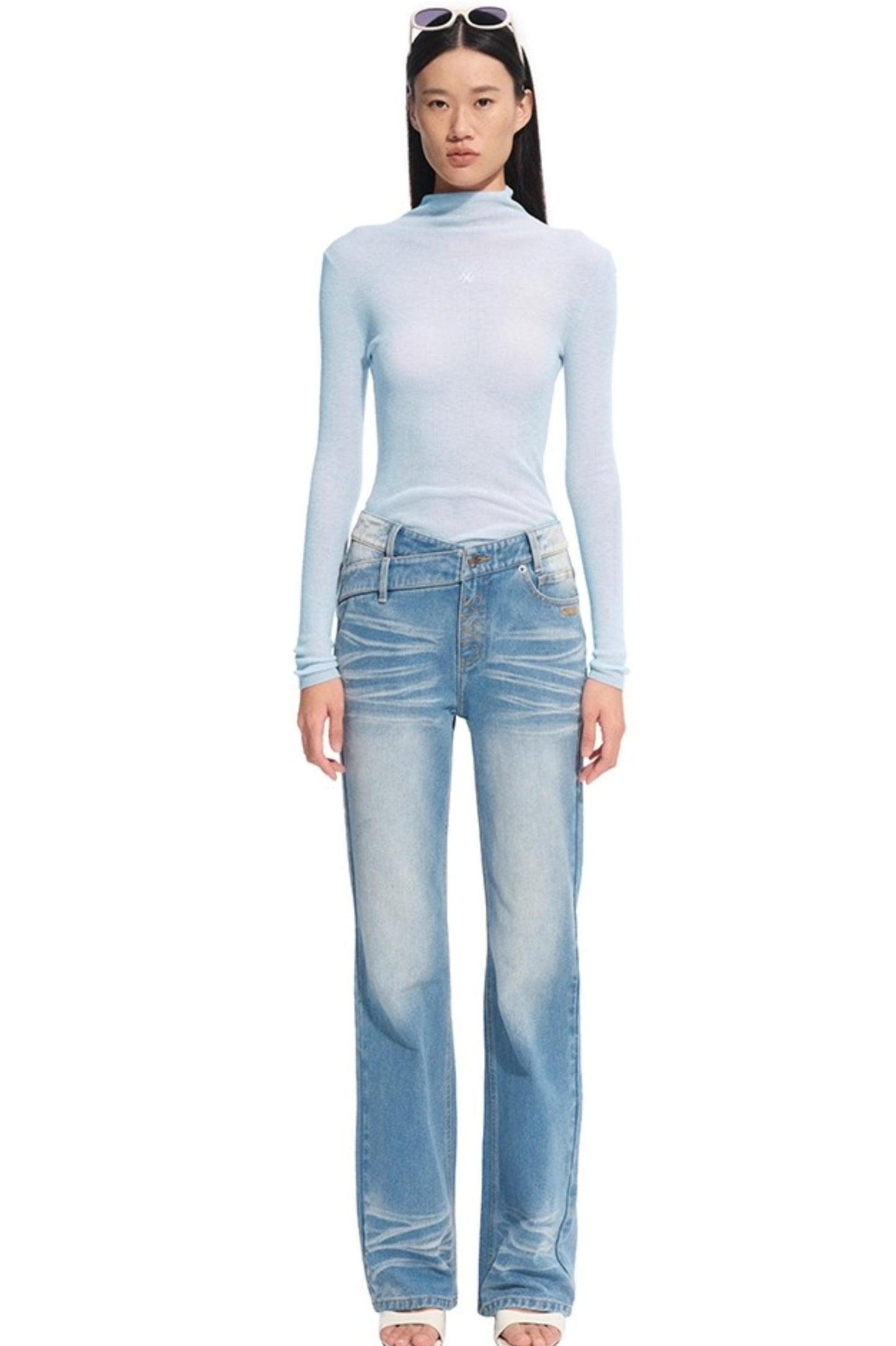 High Neck Long Sleeve Knit Wool Top