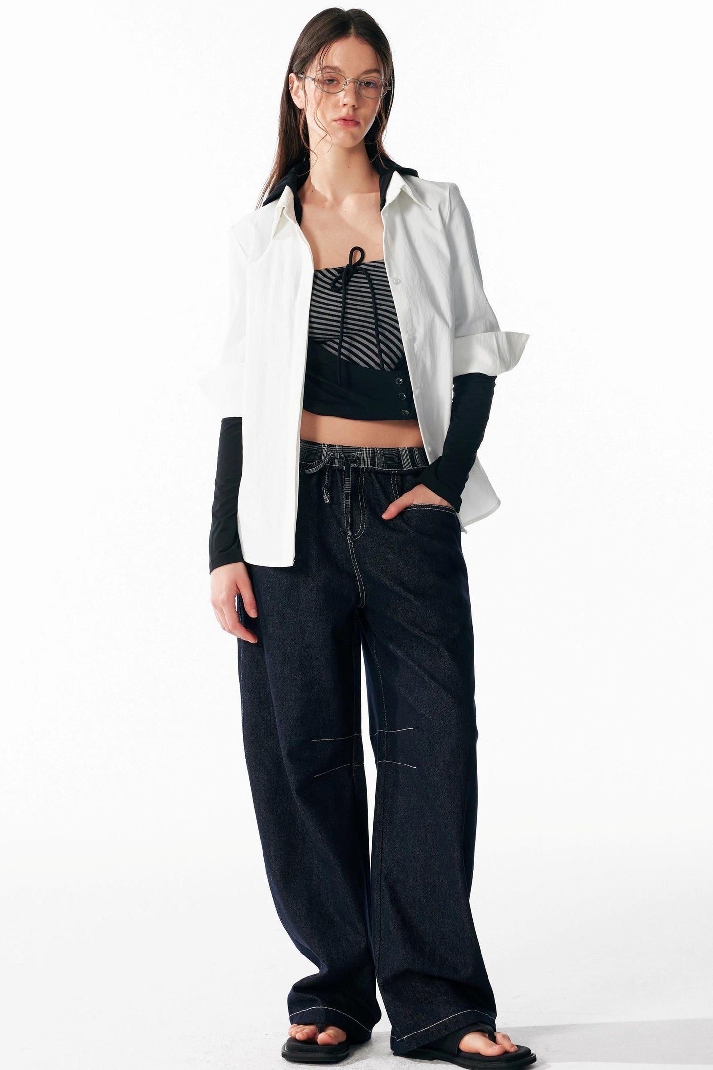 Slim Lace-Up Hooded Long Sleeve Base Shirt