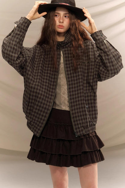 Linen Plaid Double Sided Jacket