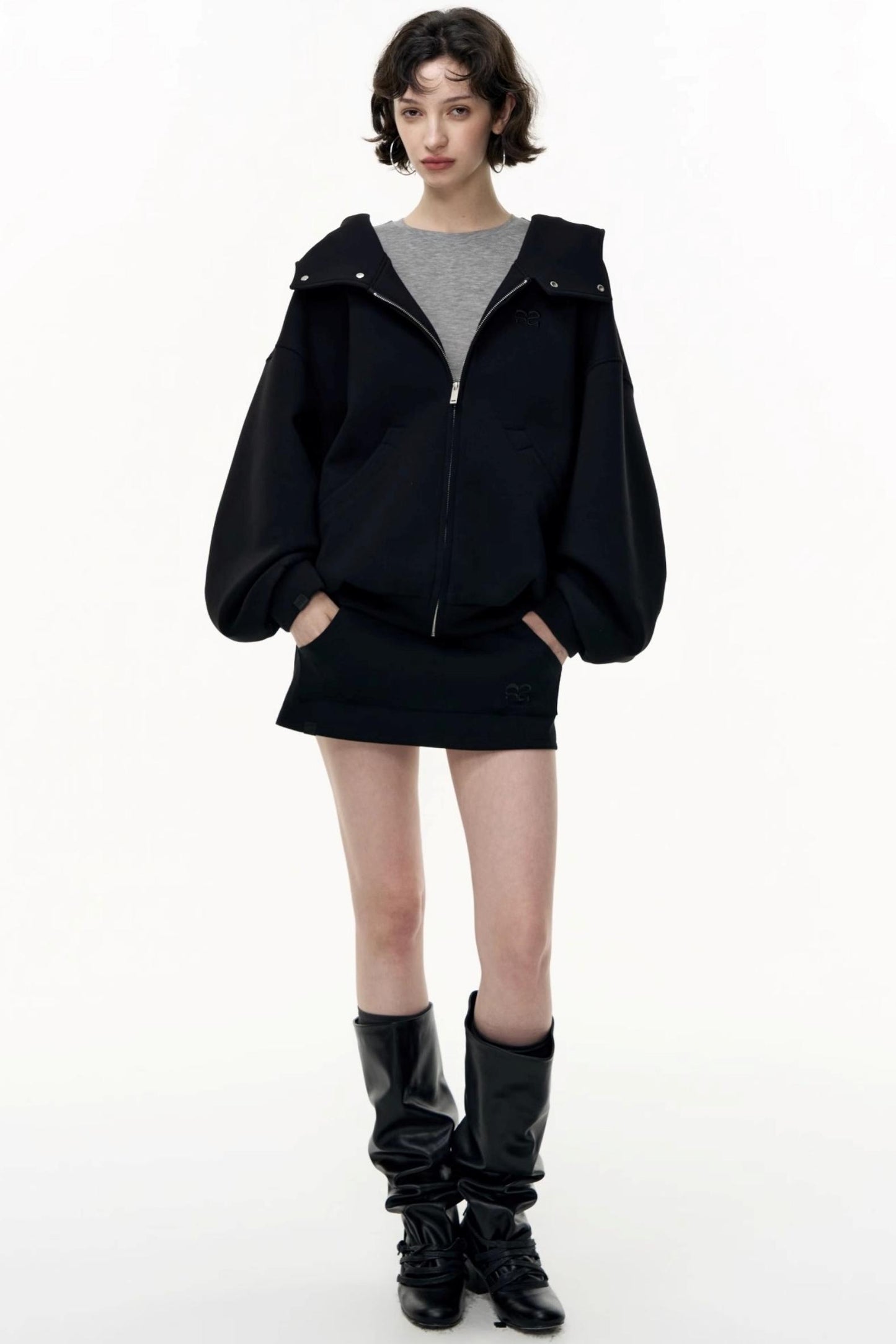 Casual Large Zip Hooded Cardigan