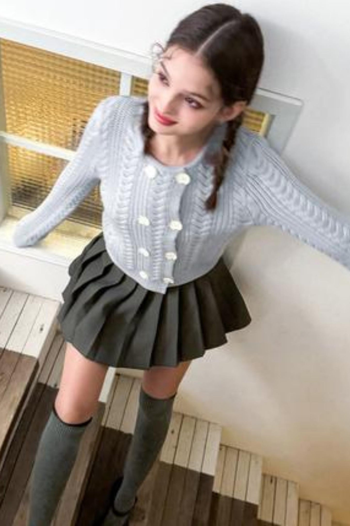 High-Waisted A-Line Pleated Skirt