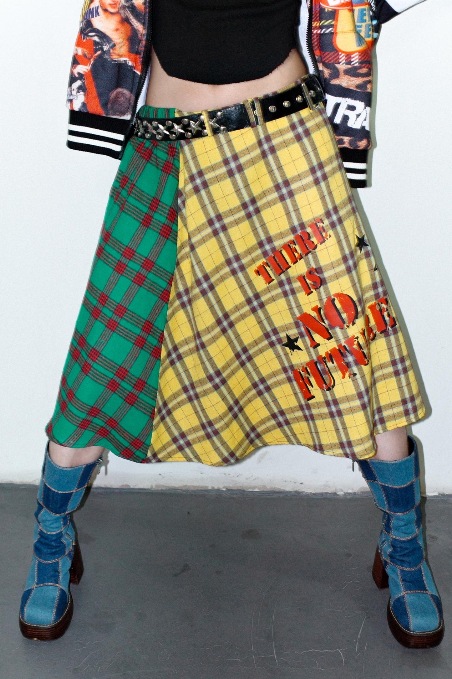 Punk Plaid Layered Skirt