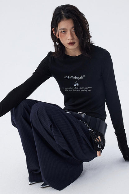 Schmales, bedrucktes Baselayer-Top mit Schleife