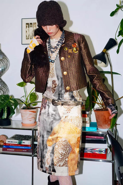 Gold Silk Glitter Jacket