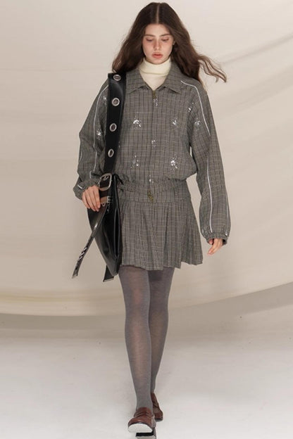 Gray Beaded Academy Jacket Set-Up