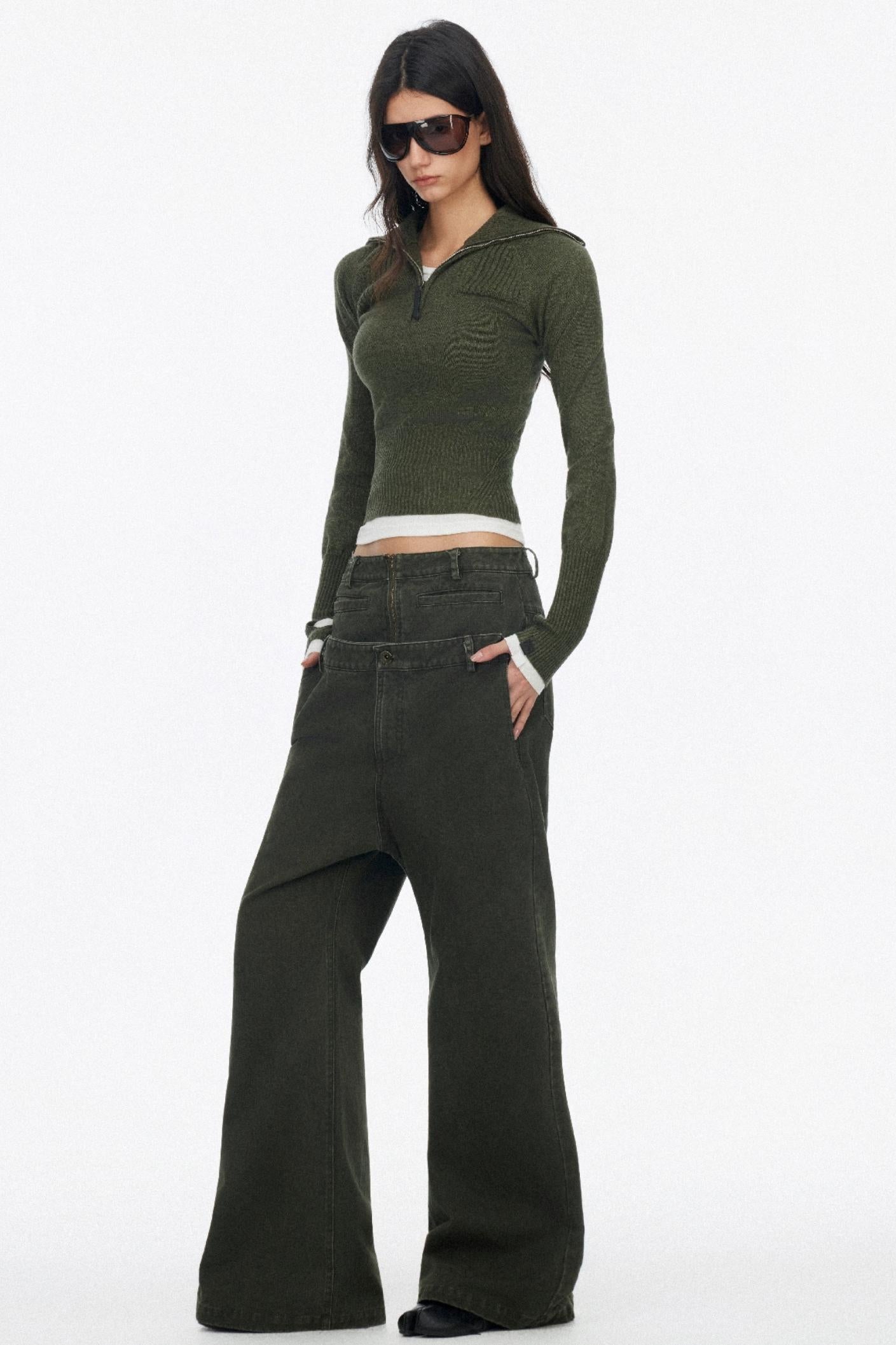 Half-High Collar Knit Top