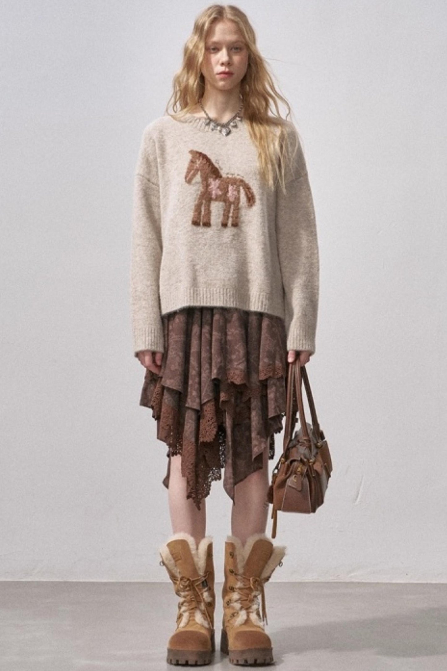 Lace Asymmetrical Layered Skirt