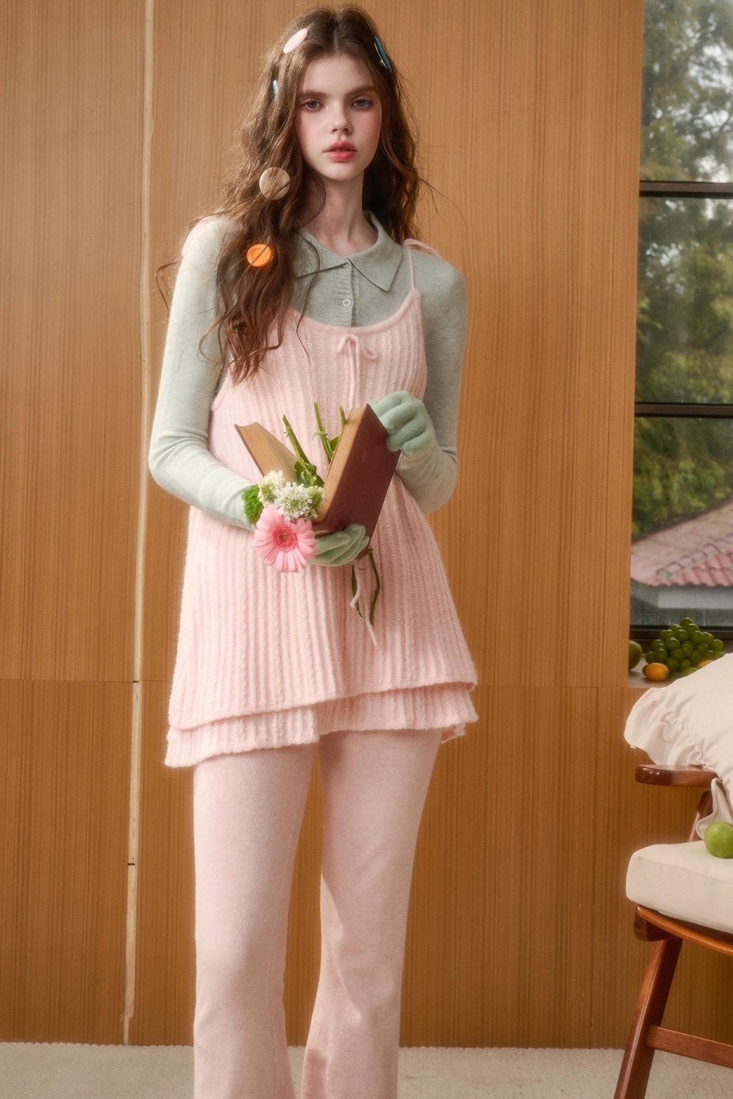 Soft Gemstone Wool Pants Set-Up