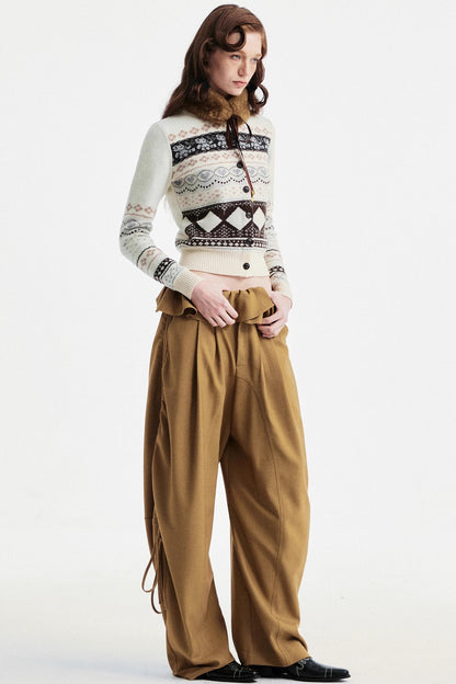 Retro Bear Jacquard Wool Cardigan