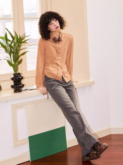 Drawstring Waist Long Sleeve Shirt