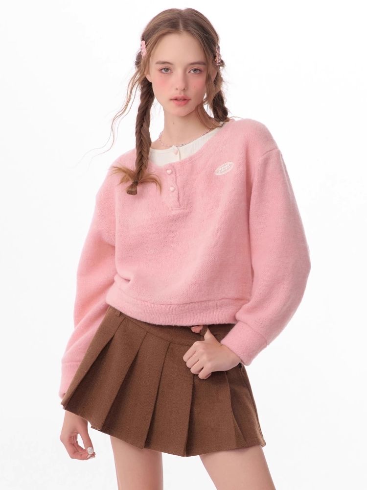 Lazy wind false two-piece sweater