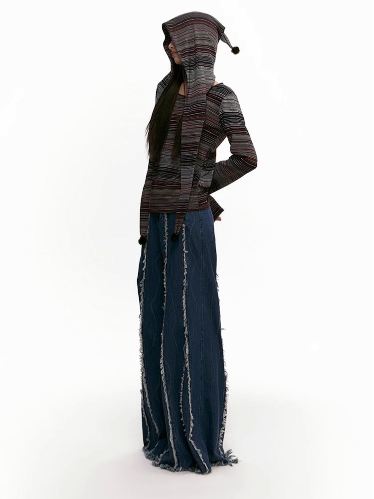 Raw Edge Wide Leg Fishtail Jeans