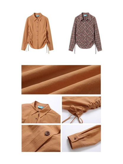 Drawstring Waist Long Sleeve Shirt