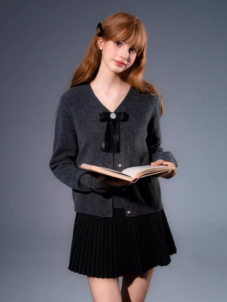 Knitted cardigan sweater camisole undershirt two-piece suit