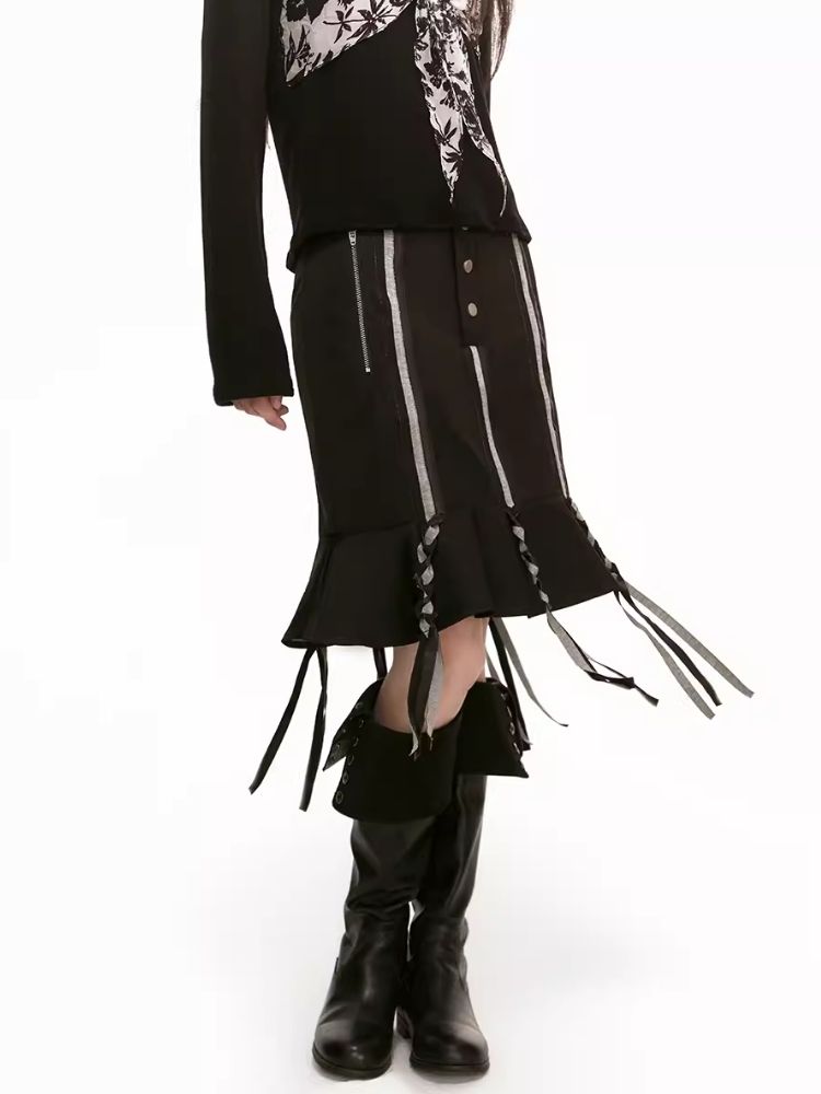 Stripe Patchwork Braid Umbrella Dress