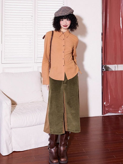 Drawstring Waist Long Sleeve Shirt