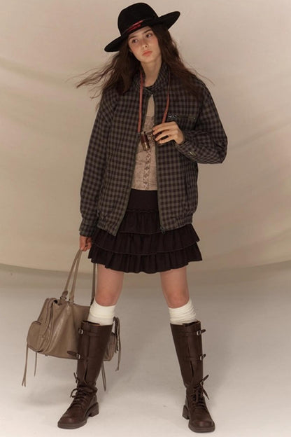 Linen Plaid Double Sided Jacket