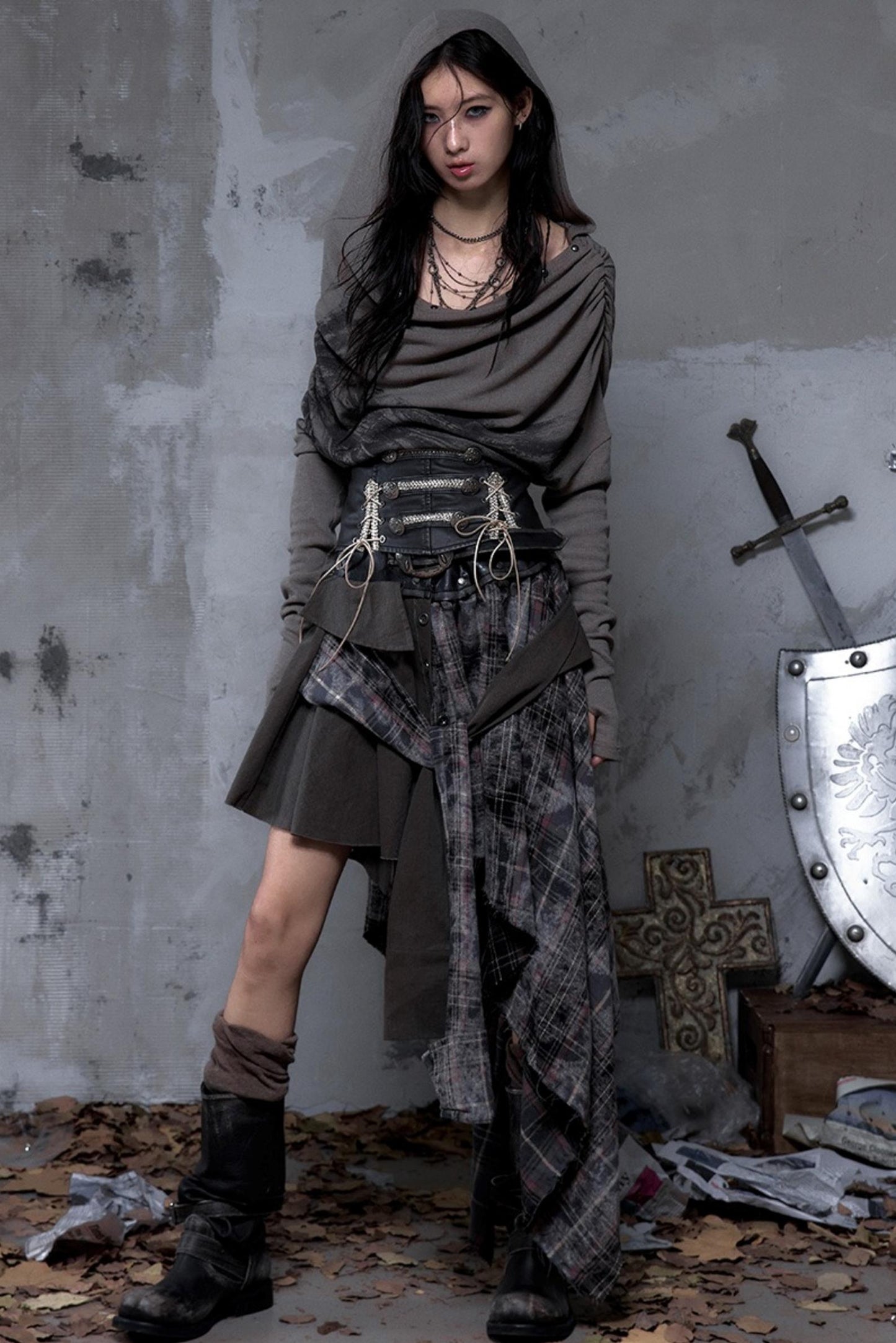 Wasteland Swing Collar Knitted Tops