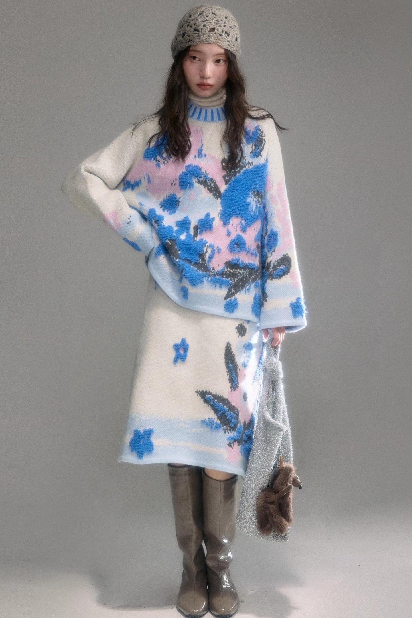 Oil Painting Jacquard Wool Sweater Set-Up