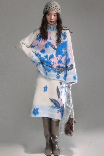 Oil Painting Jacquard Wool Sweater Set-Up