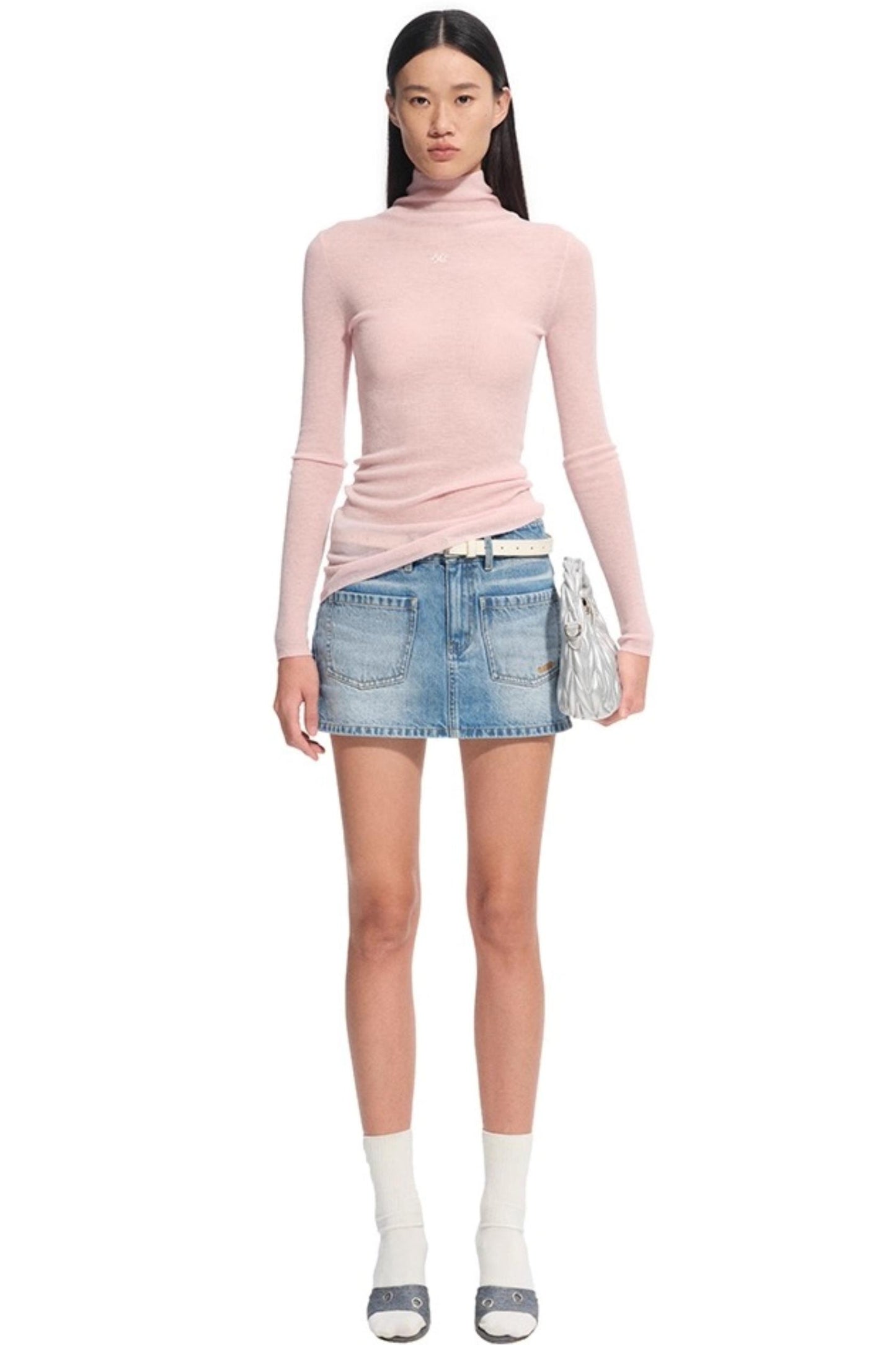 High Neck Long Sleeve Knit Wool Top