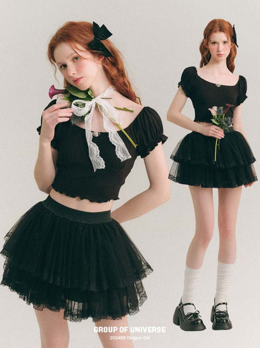 Airy Gauze Lace Ballet Tutu Skirt