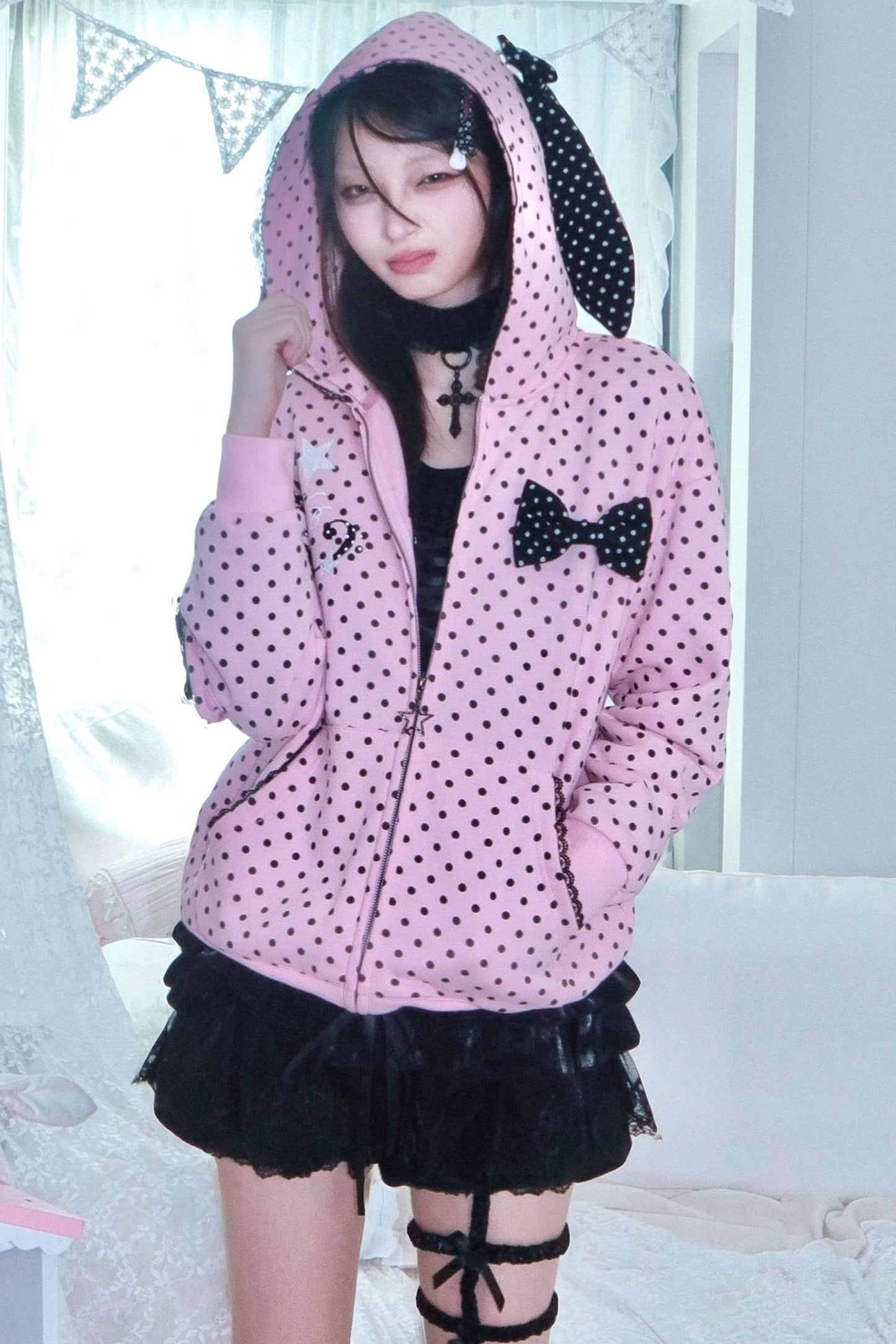 Velvet Polka Dot Sweatshirt