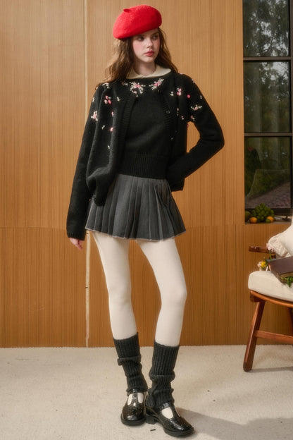 Embroidered Wool Floral Cardigan