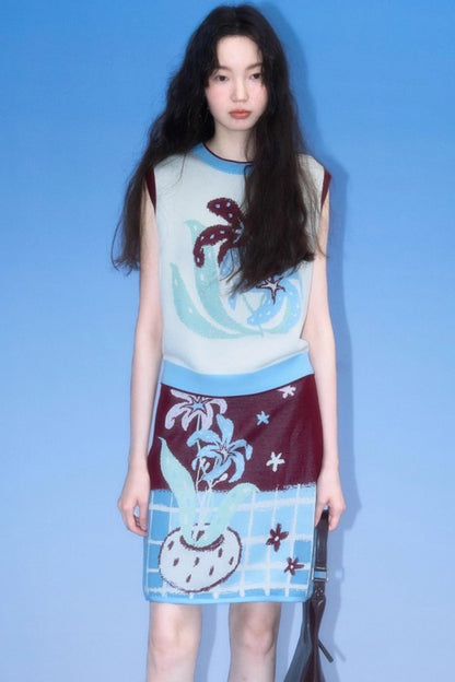 Original Lily Jacquard Tencel Vest Skirt Set-Up