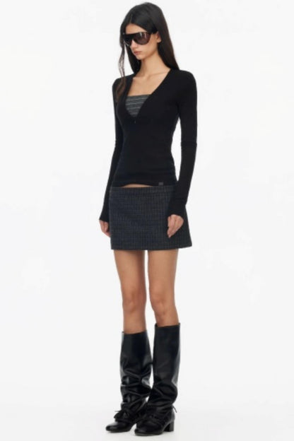 Lapel Asymmetrical Wool Coat Set-Up