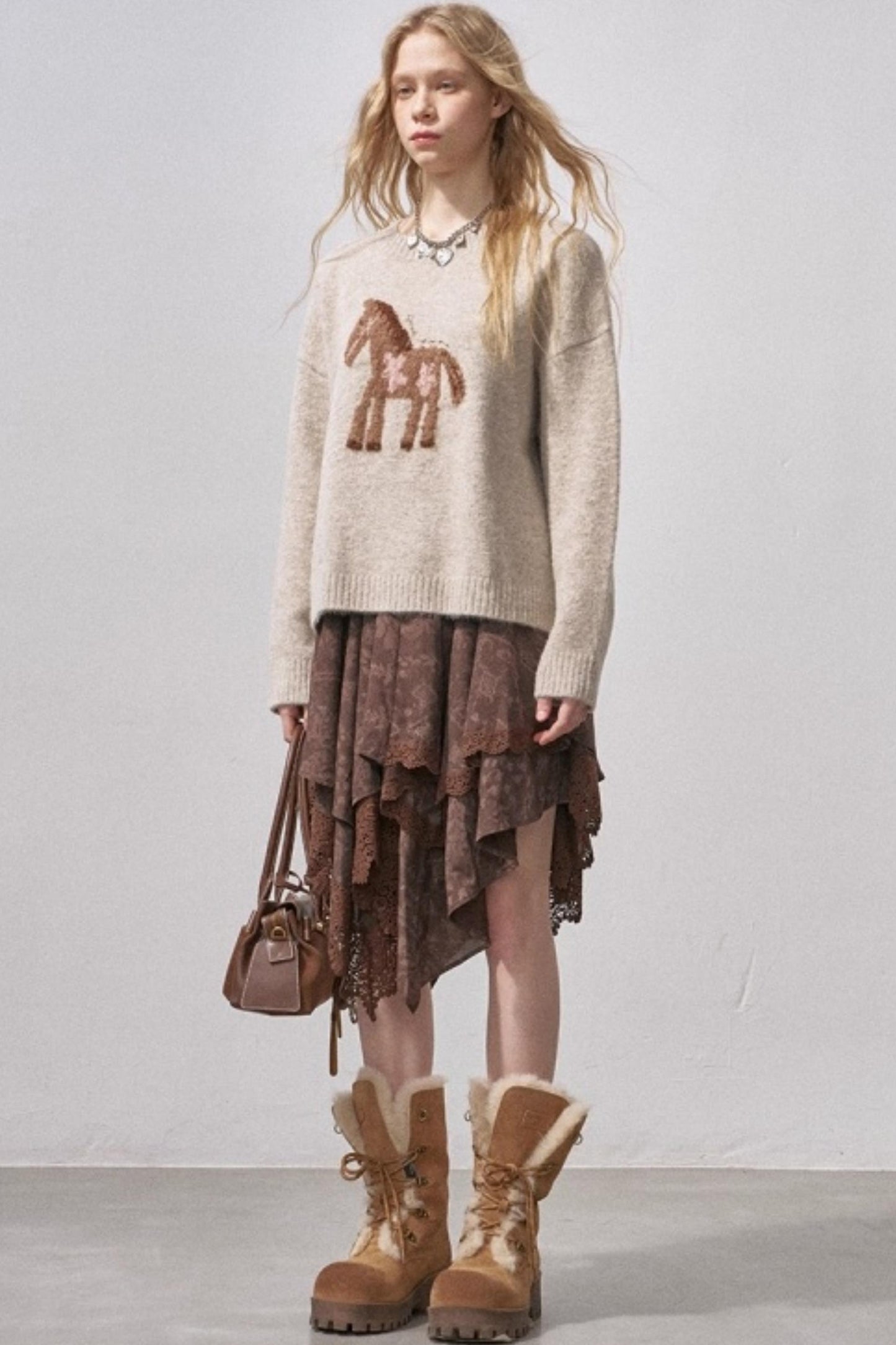 Lace Asymmetrical Layered Skirt