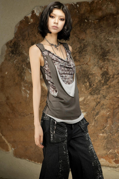 Asymmetrical Retro Sleeveless Vest