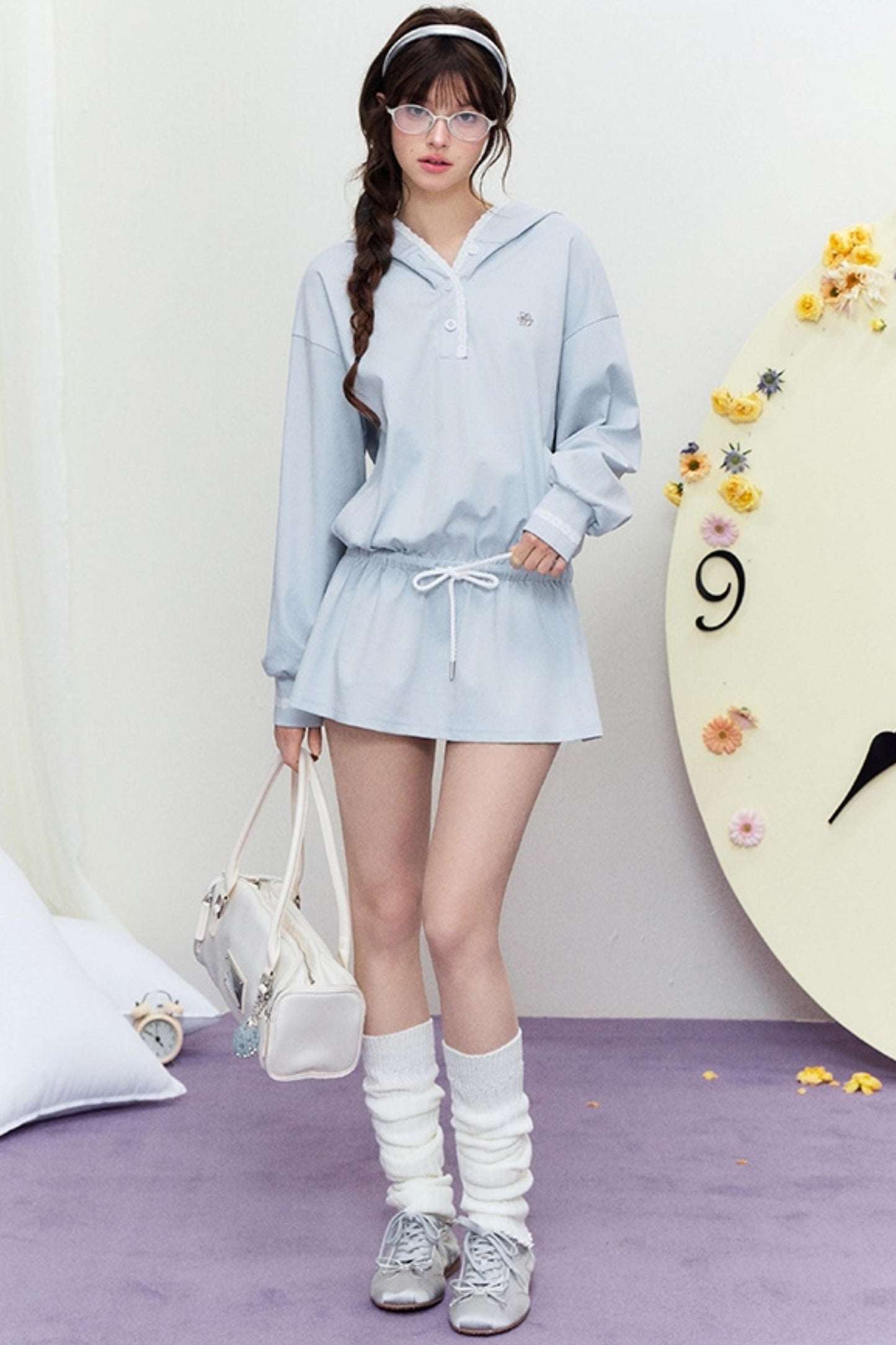 Drape Hoodie Sweater Dress